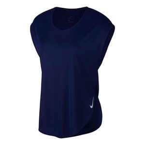 Nike City Sleek Navy Running Top w/ Reflective Stripe - Size M